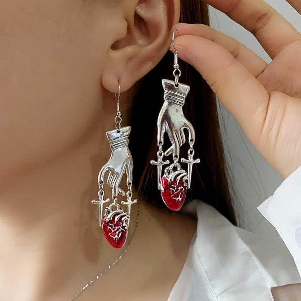 Gothic Anatomical Heart Earrings